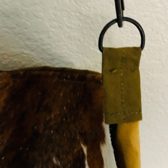 Side Body Bag Real Cow Hid  Canvas Leather Strap - Picture 2 of 15